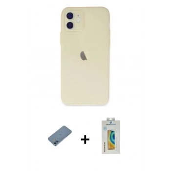 MARSİLYAN™- iPhone 12 Kılıf Atlas Minimal Prime - Siyah Polymer Nano Ekran Koruyucu + Shine Kamera Lens Koruma Cam - MI