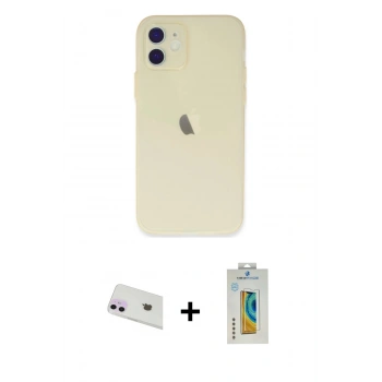 MARSİLYAN™- iPhone 12 Kılıf Atlas Minimal Prime - Siyah Polymer Nano Ekran Koruyucu + Rainbow Kamera Lens Koruma Cam - MR