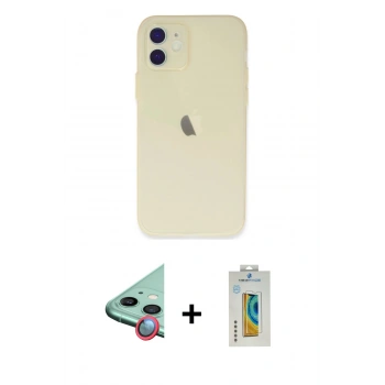 MARSİLYAN™- iPhone 12 Kılıf Atlas Minimal Prime - Siyah Polymer Nano Ekran Koruyucu + Raze Metal Kamera Lens - KI
