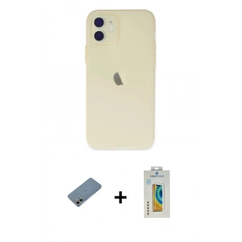 MARSİLYAN™- iPhone 12 Kılıf Atlas Minimal Prime - Siyah Polymer Nano Ekran Koruyucu + Shine Kamera Lens Koruma Cam - GI