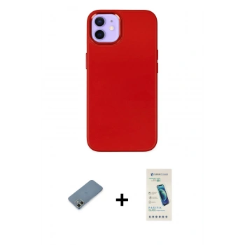 MARSİLYAN™- iPhone 12 Kılıf Çekirdek Çizgi - Şeffaf Pasifik Cam Ekran Koruyucu + Metal Kamera Lens Koruma Cam - AKYL