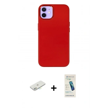 MARSİLYAN™- iPhone 12 Kılıf Çekirdek Çizgi - Şeffaf Pasifik Cam Ekran Koruyucu + Renkli Kamera Lens Koruma Cam - SI
