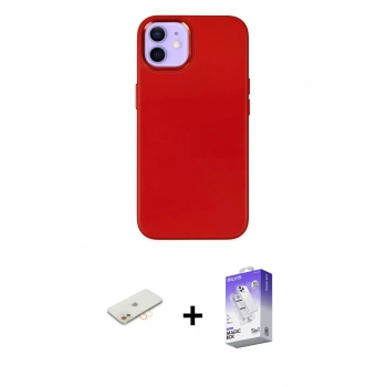 MARSİLYAN™- iPhone 12 Kılıf Çekirdek Çizgi - Siyah Bilvis 5in1 3D Magic Cam Ekran Koruyucu + Renkli Kamera Lens Koruma Cam - SI