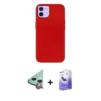 MARSİLYAN™- iPhone 12 Kılıf Çekirdek Çizgi - Siyah Bilvis 5in1 5D Magic Hayalet Cam Ekran Koruyucu + Raze Metal Kamera Lens - KI