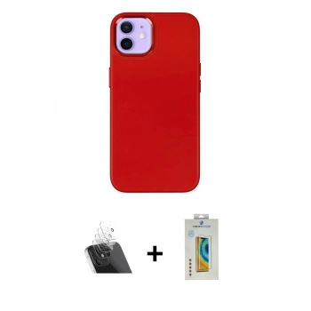 MARSİLYAN™- iPhone 12 Kılıf Çekirdek Çizgi - Siyah Polymer Nano Ekran Koruyucu + Kamera Lens Koruma Cam - SF