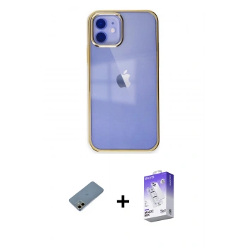 MARSİLYAN™- iPhone 12 Kılıf Doruk Doku Prime - Siyah Bilvis 5in1 3D Magic Cam Ekran Koruyucu + Shine Kamera Lens Koruma Cam - GD