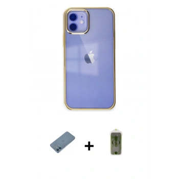 MARSİLYAN™- iPhone 12 Kılıf Doruk Doku Prime - Siyah Joko Magic 5D Hayalet Cam + Shine Kamera Lens Koruma Cam - MI