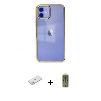MARSİLYAN™- iPhone 12 Kılıf Doruk Doku Prime - Siyah Joko Magic 5D Hayalet Cam + Renkli Kamera Lens Koruma Cam - PE