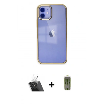 MARSİLYAN™- iPhone 12 Kılıf Doruk Doku Prime - Siyah Joko Magic 5D Hayalet Cam + Kamera Lens Koruma Cam - SF