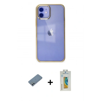 MARSİLYAN™- iPhone 12 Kılıf Doruk Doku Prime - Siyah Polymer Nano Ekran Koruyucu + Shine Kamera Lens Koruma Cam - SABE