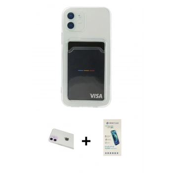 MARSİLYAN™- iPhone 12 Kılıf Doruk Klasik Koleksiyonu - Şeffaf Pasifik Cam Ekran Koruyucu + Rainbow Kamera Lens Koruma Cam - MR