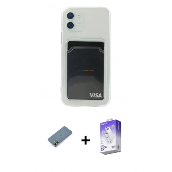 MARSİLYAN™- iPhone 12 Kılıf Doruk Klasik Koleksiyonu - Siyah Bilvis 5in1 3D Magic Cam Ekran Koruyucu + Metal Kamera Lens Koruma Cam - GD