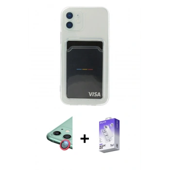 MARSİLYAN™- iPhone 12 Kılıf Doruk Klasik Koleksiyonu - Siyah Bilvis 5in1 3D Magic Cam Ekran Koruyucu + Raze Metal Kamera Lens - KI