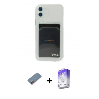 MARSİLYAN™- iPhone 12 Kılıf Doruk Klasik Koleksiyonu - Siyah Bilvis 5in1 3D Magic Cam Ekran Koruyucu + Metal Kamera Lens Koruma Cam - KI