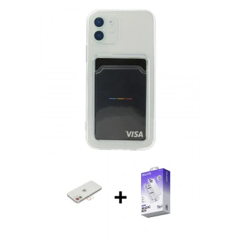MARSİLYAN™- iPhone 12 Kılıf Doruk Klasik Koleksiyonu - Siyah Bilvis 5in1 3D Magic Cam Ekran Koruyucu + Renkli Kamera Lens Koruma Cam - YL