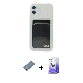 MARSİLYAN™- iPhone 12 Kılıf Doruk Klasik Koleksiyonu - Siyah Bilvis 5in1 5D Magic Hayalet Cam Ekran Koruyucu + Shine Kamera Lens Koruma Cam - GS
