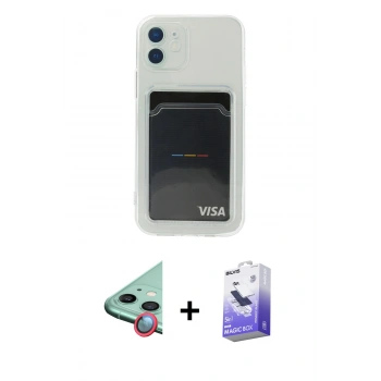 MARSİLYAN™- iPhone 12 Kılıf Doruk Klasik Koleksiyonu - Siyah Bilvis 5in1 5D Magic Hayalet Cam Ekran Koruyucu + Raze Metal Kamera Lens - KI