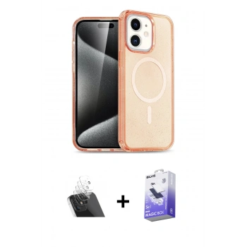 MARSİLYAN™- iPhone 12 Kılıf Eksen Doku Koleksiyonu - Siyah Bilvis 5in1 5D Magic Hayalet Cam Ekran Koruyucu + Kamera Lens Koruma Cam - SF