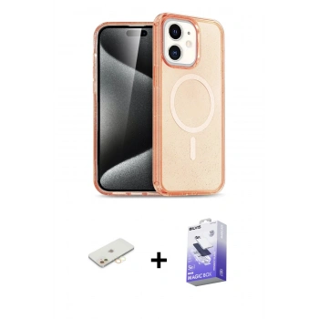 MARSİLYAN™- iPhone 12 Kılıf Eksen Doku Koleksiyonu - Siyah Bilvis 5in1 5D Magic Hayalet Cam Ekran Koruyucu + Renkli Kamera Lens Koruma Cam - SI