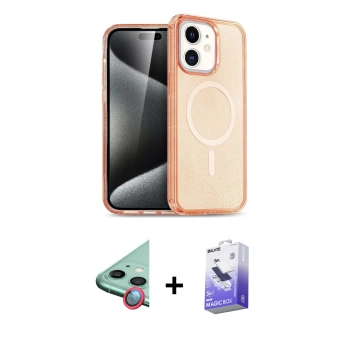 MARSİLYAN™- iPhone 12 Kılıf Eksen Doku Koleksiyonu - Siyah Bilvis 5in1 5D Magic Hayalet Cam Ekran Koruyucu + Raze Metal Kamera Lens - KI