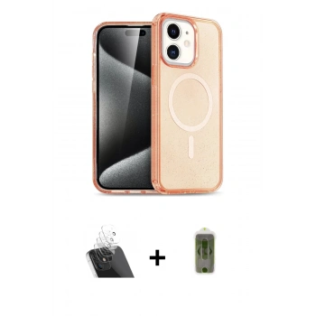 MARSİLYAN™- iPhone 12 Kılıf Eksen Doku Koleksiyonu - Siyah Joko Magic 5D Hayalet Cam + Kamera Lens Koruma Cam - SF
