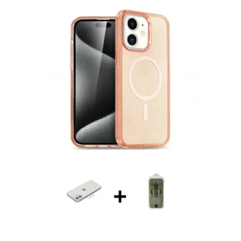 MARSİLYAN™- iPhone 12 Kılıf Eksen Doku Koleksiyonu - Siyah Joko Magic 5D Hayalet Cam + Renkli Kamera Lens Koruma Cam - PE