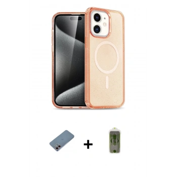 MARSİLYAN™- iPhone 12 Kılıf Eksen Doku Koleksiyonu - Siyah Joko Magic 5D Hayalet Cam + Shine Kamera Lens Koruma Cam - PE