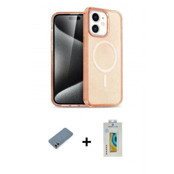 MARSİLYAN™- iPhone 12 Kılıf Eksen Doku Koleksiyonu - Siyah Polymer Nano Ekran Koruyucu + Metal Kamera Lens Koruma Cam - GD