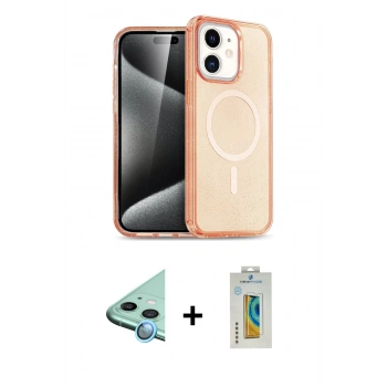 MARSİLYAN™- iPhone 12 Kılıf Eksen Doku Koleksiyonu - Siyah Polymer Nano Ekran Koruyucu + Raze Metal Kamera Lens - MI