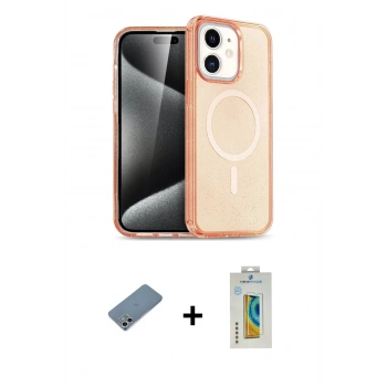 MARSİLYAN™- iPhone 12 Kılıf Eksen Doku Koleksiyonu - Siyah Polymer Nano Ekran Koruyucu + Shine Kamera Lens Koruma Cam - GS