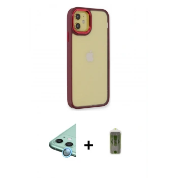 MARSİLYAN™- iPhone 12 Kılıf Eksen Doku Prime - Siyah Joko Magic 5D Hayalet Cam + Raze Metal Kamera Lens - MI