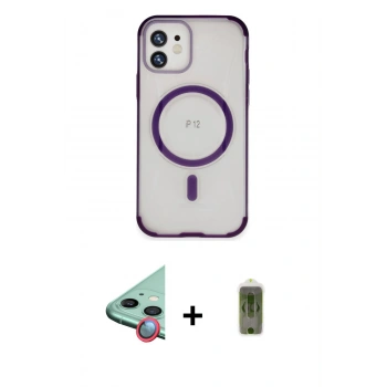 MARSİLYAN™- iPhone 12 Kılıf Eksen Klasik Koleksiyonu - Siyah Joko Magic 5D Hayalet Cam + Raze Metal Kamera Lens - KI