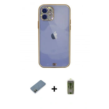 MARSİLYAN™- iPhone 12 Kılıf Eksen Minimal Koleksiyonu - Siyah Joko Magic 5D Hayalet Cam + Metal Kamera Lens Koruma Cam - AKYL