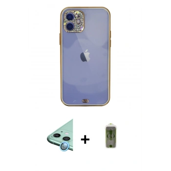 MARSİLYAN™- iPhone 12 Kılıf Eksen Minimal Koleksiyonu - Siyah Joko Magic 5D Hayalet Cam + Raze Metal Kamera Lens - MI