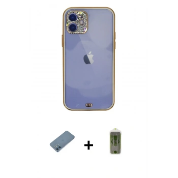 MARSİLYAN™- iPhone 12 Kılıf Eksen Minimal Koleksiyonu - Siyah Joko Magic 5D Hayalet Cam + Shine Kamera Lens Koruma Cam - MI