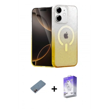 MARSİLYAN™- iPhone 12 Kılıf Eksen Minimal Özel Seri - Siyah Bilvis 5in1 3D Magic Cam Ekran Koruyucu + Shine Kamera Lens Koruma Cam - PE