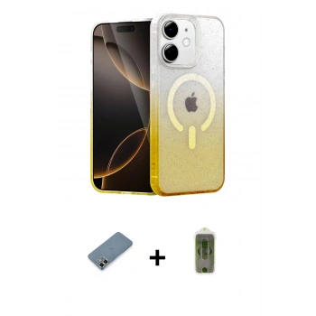 MARSİLYAN™- iPhone 12 Kılıf Eksen Minimal Özel Seri - Siyah Joko Magic 5D Hayalet Cam + Metal Kamera Lens Koruma Cam - AKYL