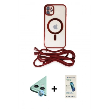 MARSİLYAN™- iPhone 12 Kılıf Eksen Özel Seri - Şeffaf Pasifik Cam Ekran Koruyucu + Raze Metal Kamera Lens - MI