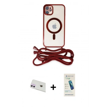 MARSİLYAN™- iPhone 12 Kılıf Eksen Özel Seri - Şeffaf Pasifik Cam Ekran Koruyucu + Rainbow Kamera Lens Koruma Cam - MR