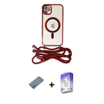 MARSİLYAN™- iPhone 12 Kılıf Eksen Özel Seri - Siyah Bilvis 5in1 3D Magic Cam Ekran Koruyucu + Metal Kamera Lens Koruma Cam - AKYL