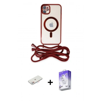 MARSİLYAN™- iPhone 12 Kılıf Eksen Özel Seri - Siyah Bilvis 5in1 3D Magic Cam Ekran Koruyucu + Renkli Kamera Lens Koruma Cam - PE