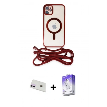 MARSİLYAN™- iPhone 12 Kılıf Eksen Özel Seri - Siyah Bilvis 5in1 3D Magic Cam Ekran Koruyucu + Rainbow Kamera Lens Koruma Cam - MR