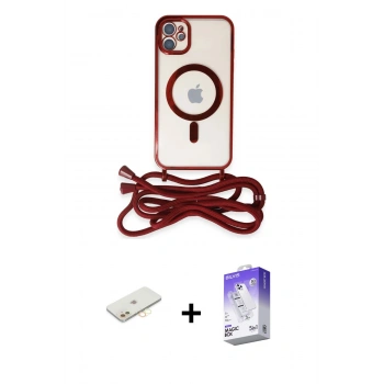 MARSİLYAN™- iPhone 12 Kılıf Eksen Özel Seri - Siyah Bilvis 5in1 3D Magic Cam Ekran Koruyucu + Renkli Kamera Lens Koruma Cam - SI