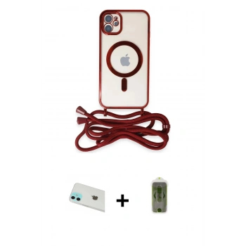 MARSİLYAN™- iPhone 12 Kılıf Eksen Özel Seri - Siyah Joko Magic 5D Hayalet Cam + Rainbow Kamera Lens Koruma Cam - YL