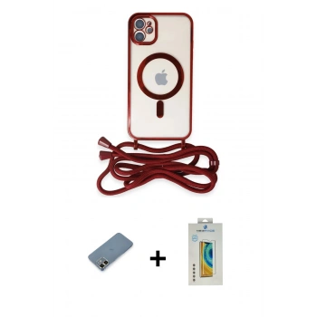 MARSİLYAN™- iPhone 12 Kılıf Eksen Özel Seri - Siyah Polymer Nano Ekran Koruyucu + Metal Kamera Lens Koruma Cam - GD