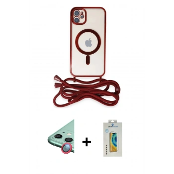 MARSİLYAN™- iPhone 12 Kılıf Eksen Özel Seri - Siyah Polymer Nano Ekran Koruyucu + Raze Metal Kamera Lens - KI