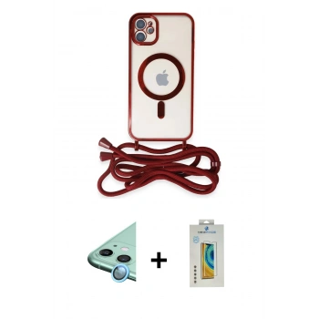MARSİLYAN™- iPhone 12 Kılıf Eksen Özel Seri - Siyah Polymer Nano Ekran Koruyucu + Raze Metal Kamera Lens - MI