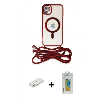 MARSİLYAN™- iPhone 12 Kılıf Eksen Özel Seri - Siyah Polymer Nano Ekran Koruyucu + Renkli Kamera Lens Koruma Cam - SI
