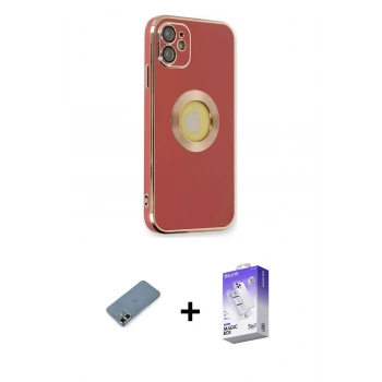 MARSİLYAN™- iPhone 12 Kılıf İz Form Serisi - Siyah Bilvis 5in1 3D Magic Cam Ekran Koruyucu + Metal Kamera Lens Koruma Cam - AKYL