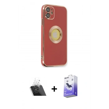 MARSİLYAN™- iPhone 12 Kılıf İz Form Serisi - Siyah Bilvis 5in1 5D Magic Hayalet Cam Ekran Koruyucu + Kamera Lens Koruma Cam - SF